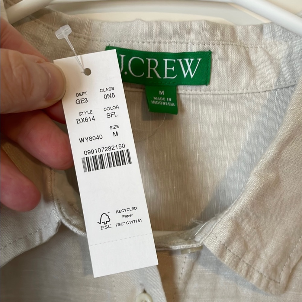 J. Crew Linen Swim Coverup with Relaxed Fit and Tunic Length - Picture 2 of 2